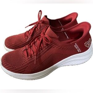 Skechers Women's Slip-ins, Ultra Flex 3.0 Shoes, HEART ME, Red, size 6.5 US